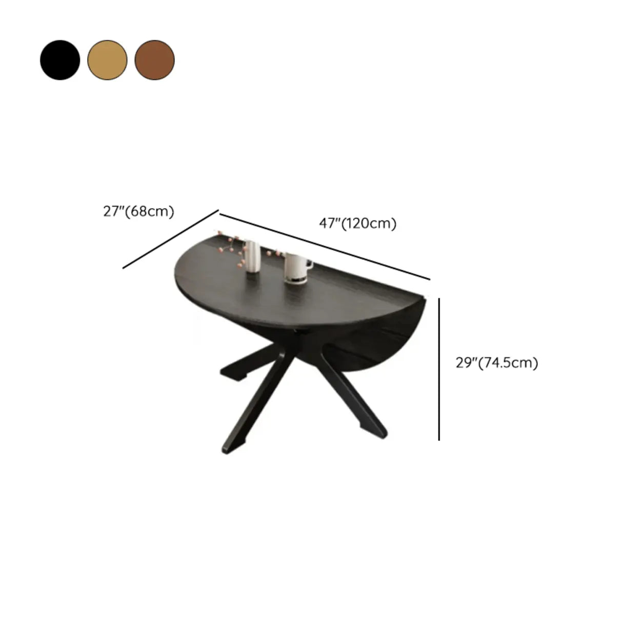 Traditional Wood Round Drop Leaf Foldable Dining Table