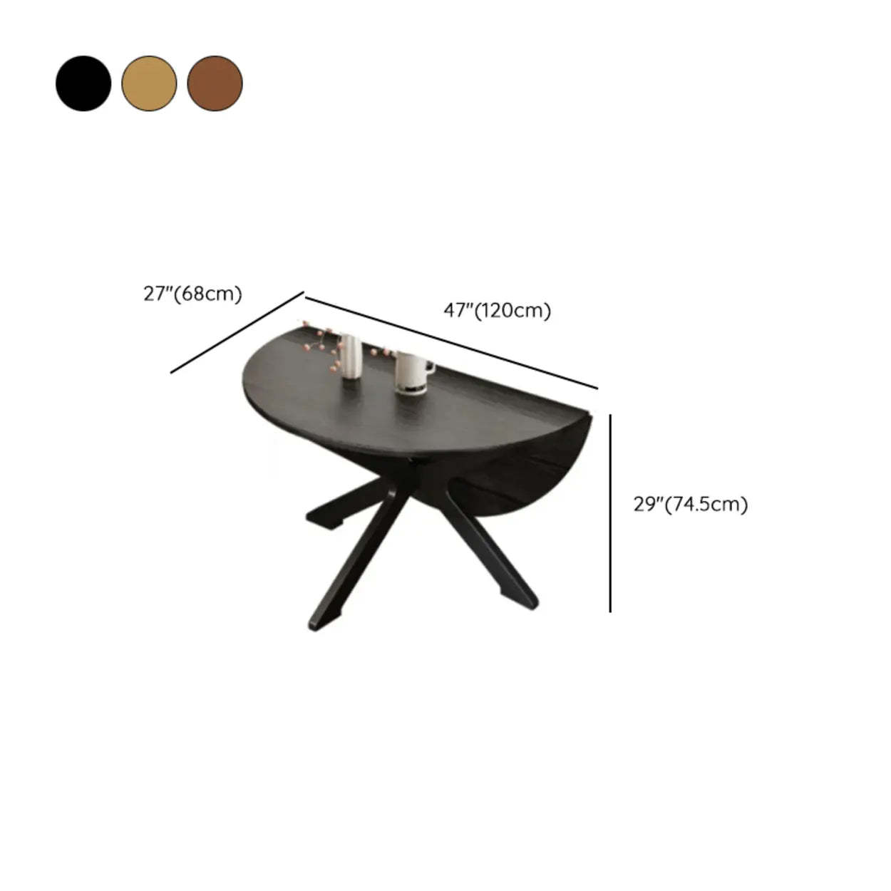 Traditional Wood Round Drop Leaf Foldable Dining Table