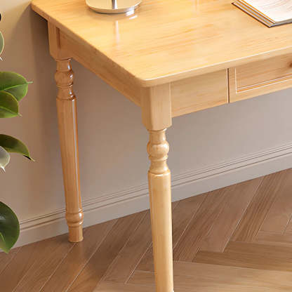 Traditional Wood Rectangular Writing Desk with Drawers — Black / Table Only