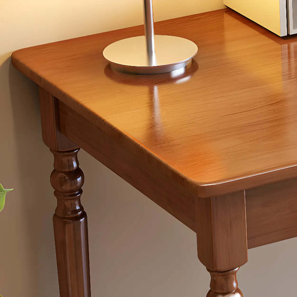 Traditional Wood Rectangular Writing Desk with Drawers — Black / Table Only