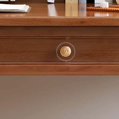 Traditional Wood Rectangular Writing Desk with Drawers — White / Table Only