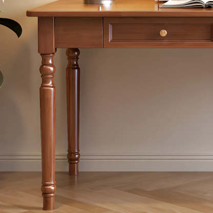 Traditional Wood Rectangular Writing Desk with Drawers — White / Table Only