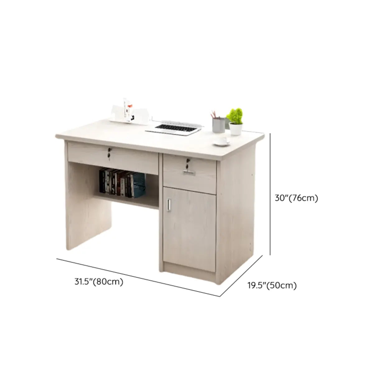 Transitional Ergonomic Wood Computer Desk with Drawers
