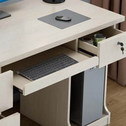 Transitional Ergonomic Wood Computer Desk with Drawers