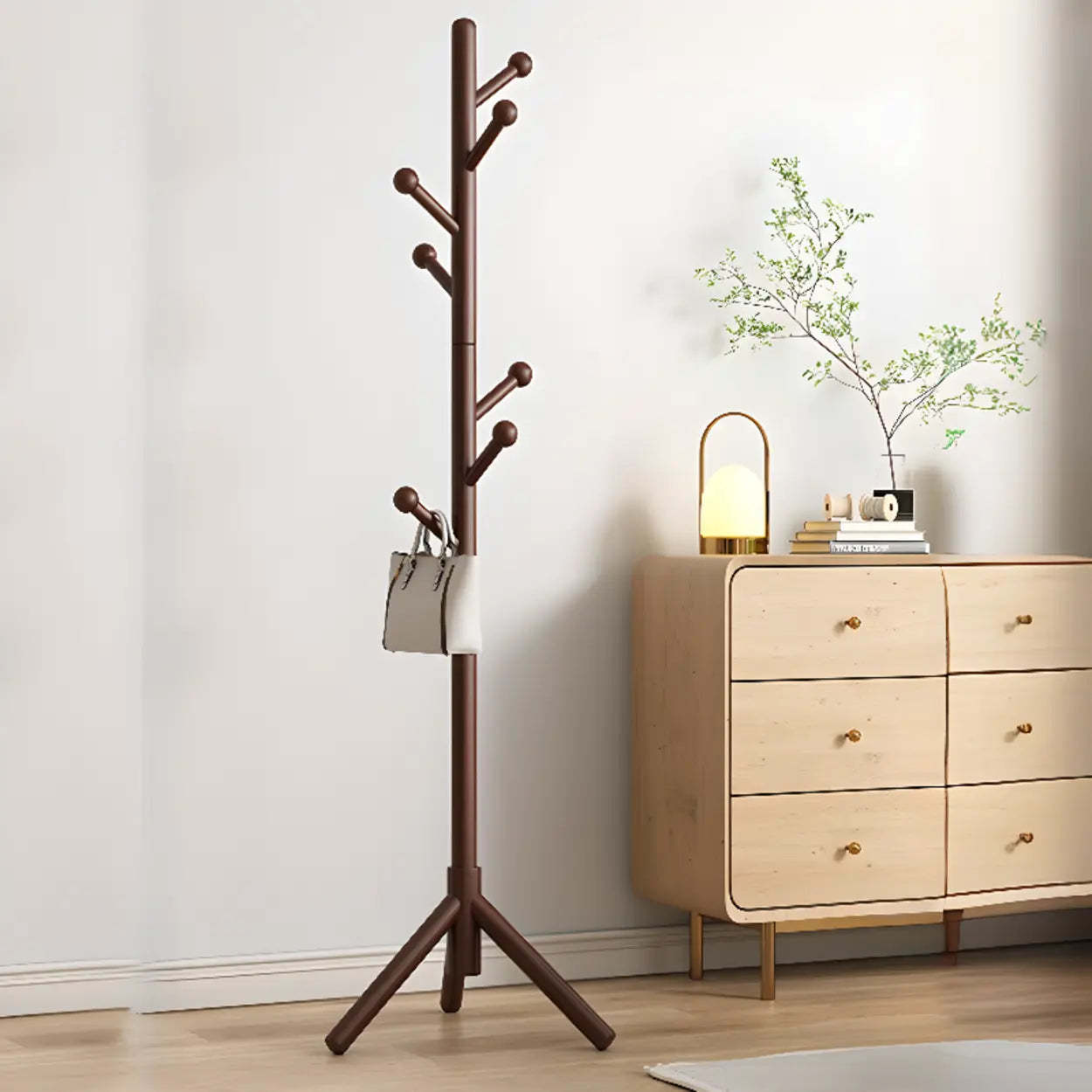Tree Wood Hallway Brown Tall Coat Rack