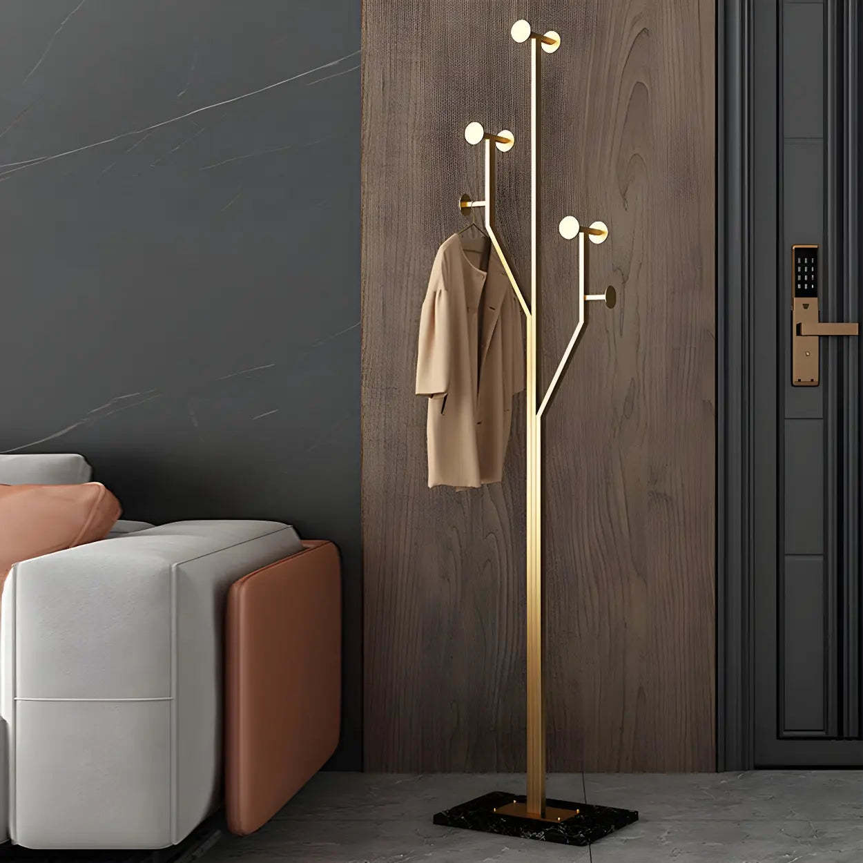 Tree-Shape Tall Freestanding Coat Rack — Black