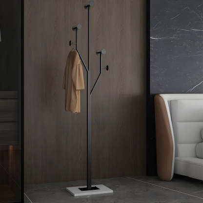 Tree-Shape Tall Freestanding Coat Rack — Black and White