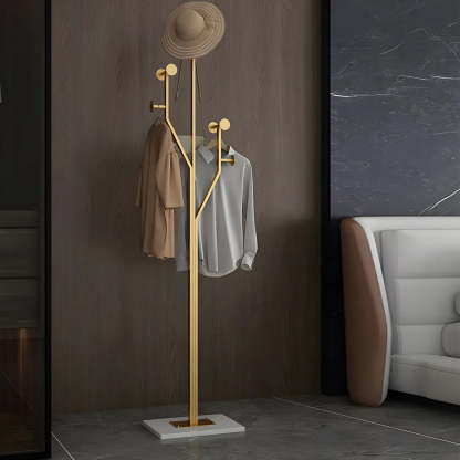 Tree-Shape Tall Freestanding Coat Rack — Gold-Black