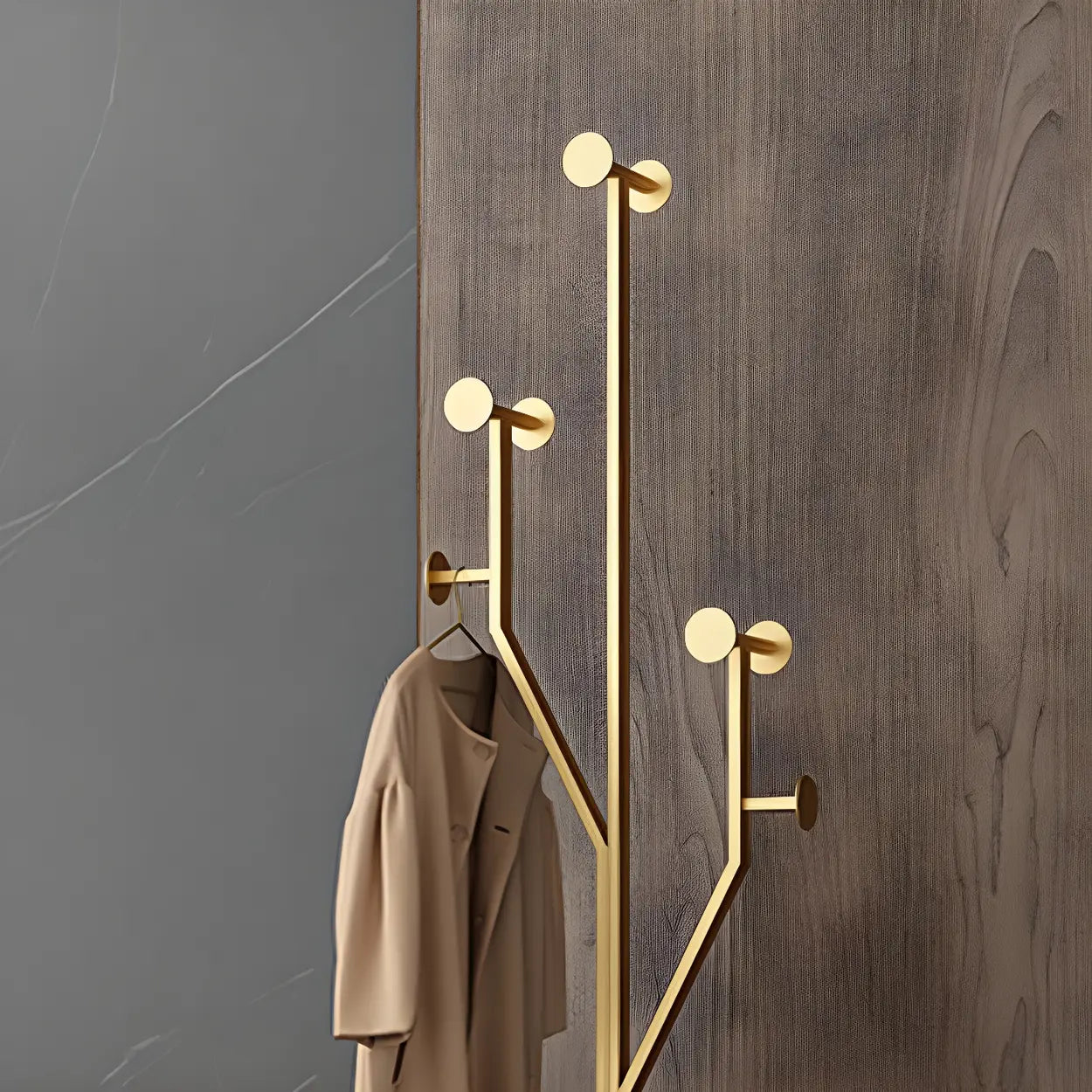 Tree-Shape Tall Freestanding Coat Rack — Gold