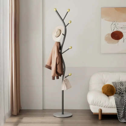Tree-Shaped Gold Metal Freestanding Coat Rack