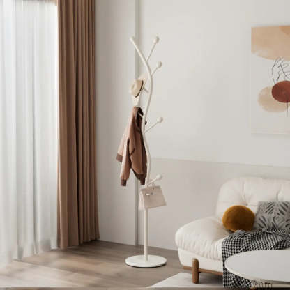 Tree-Shaped Gold Metal Freestanding Coat Rack — Gold-Black