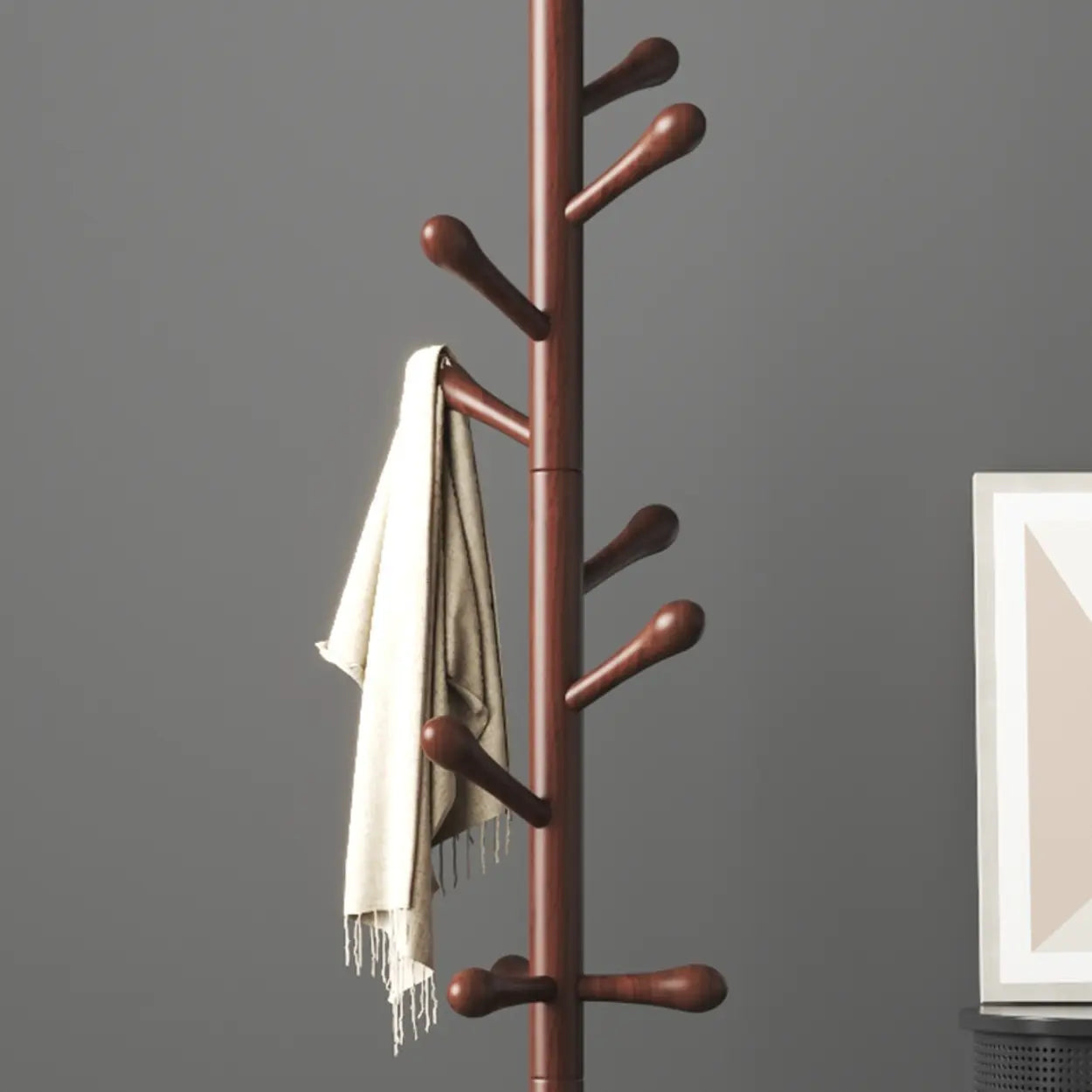 Nut-Brown Beech Wood Tree-Style Coat Rack