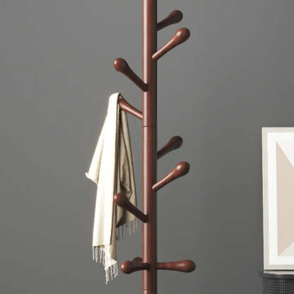 Nut-Brown Beech Wood Tree-Style Coat Rack