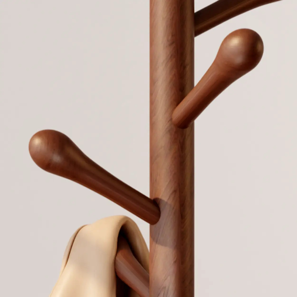 Nut-Brown Beech Wood Tree-Style Coat Rack