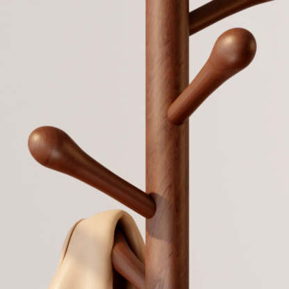 Nut-Brown Beech Wood Tree-Style Coat Rack