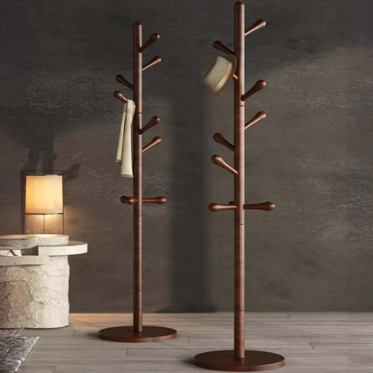 Nut-Brown Beech Wood Tree-Style Coat Rack — Nut-Brown