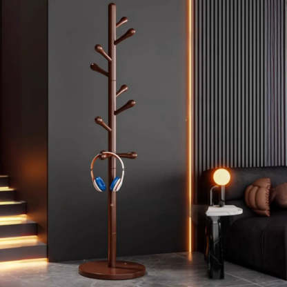 Nut-Brown Beech Wood Tree-Style Coat Rack