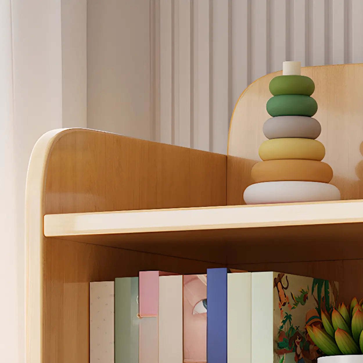 Trendy Blue Closed-Back Wood Vertical Bookcase