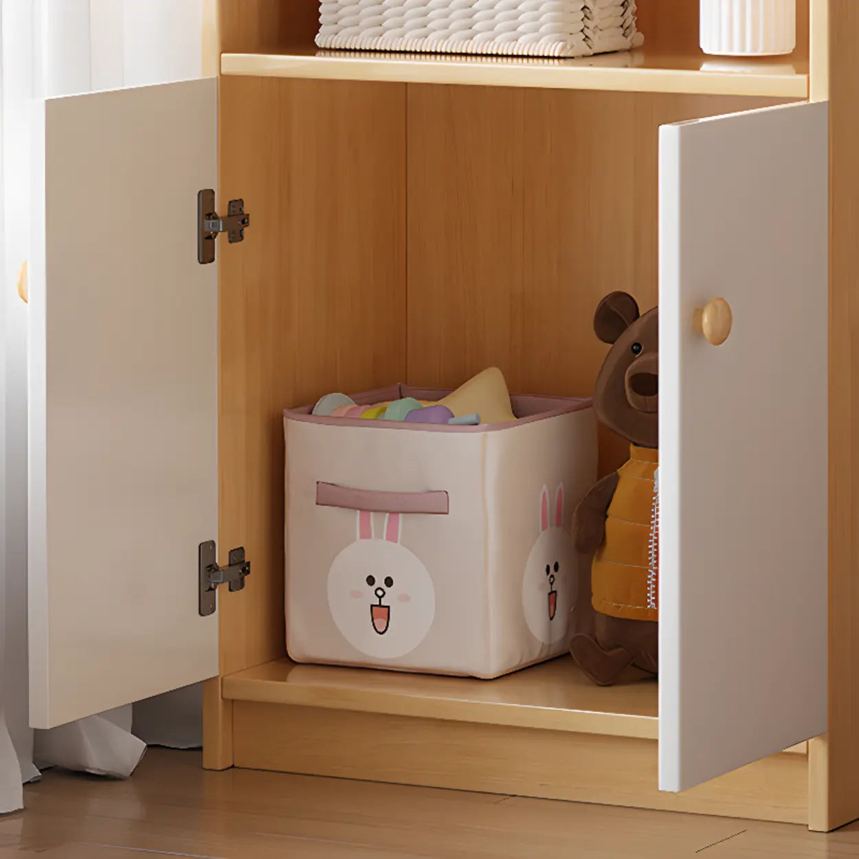 Trendy Blue Closed-Back Wood Vertical Bookcase