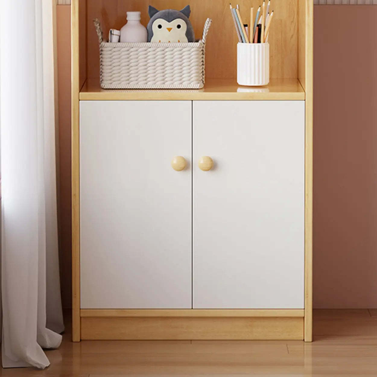 Trendy Blue Closed-Back Wood Vertical Bookcase