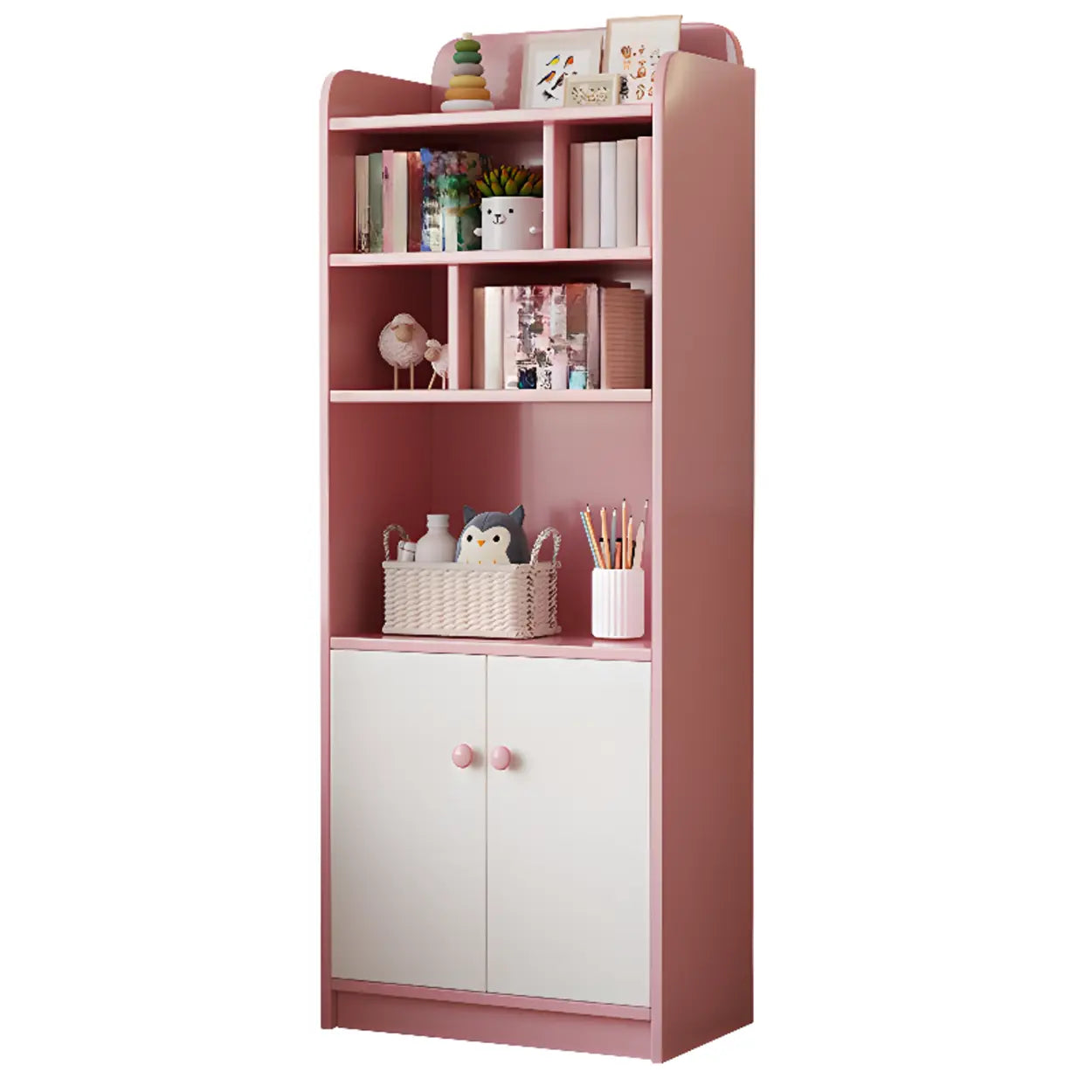 Trendy Blue Closed-Back Wood Vertical Bookcase