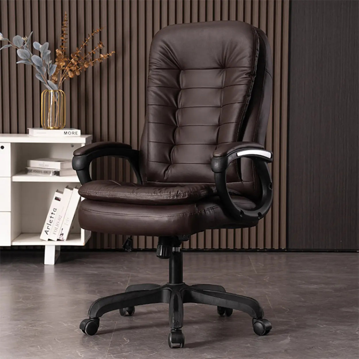 Trendy Brown Adjustable Ergonomic Leather Office Chair