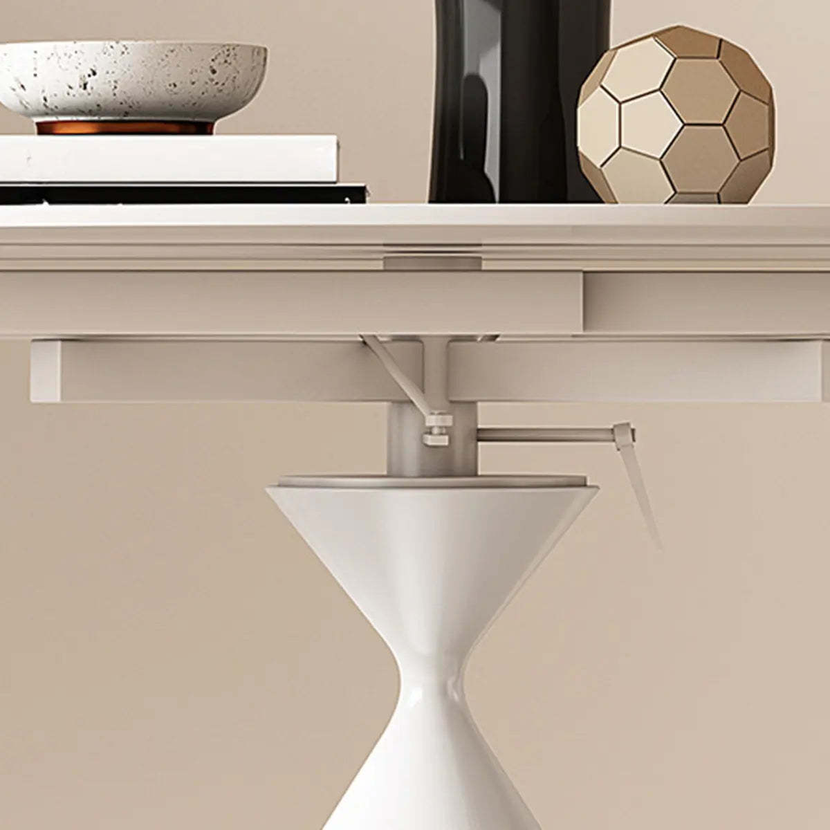 Trendy Round Chalk White Slate Extendable Dining Table