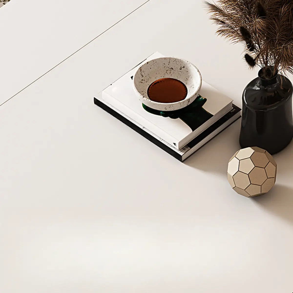 Trendy Round Chalk White Slate Extendable Dining Table