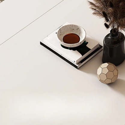 Trendy Round Chalk White Slate Extendable Dining Table