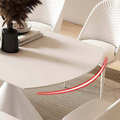 Trendy Round Chalk White Slate Extendable Dining Table
