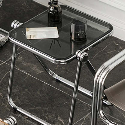Trendy Folding Silver Compact Rectangular Metal Side Table