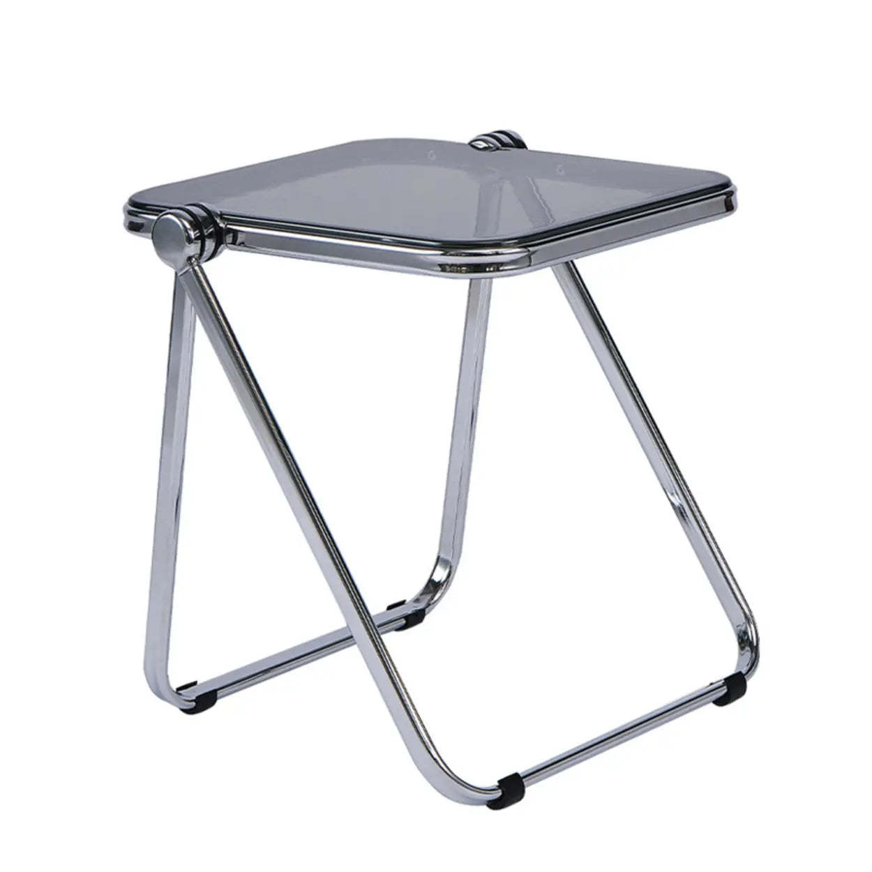Trendy Folding Silver Compact Rectangular Metal Side Table — Blue