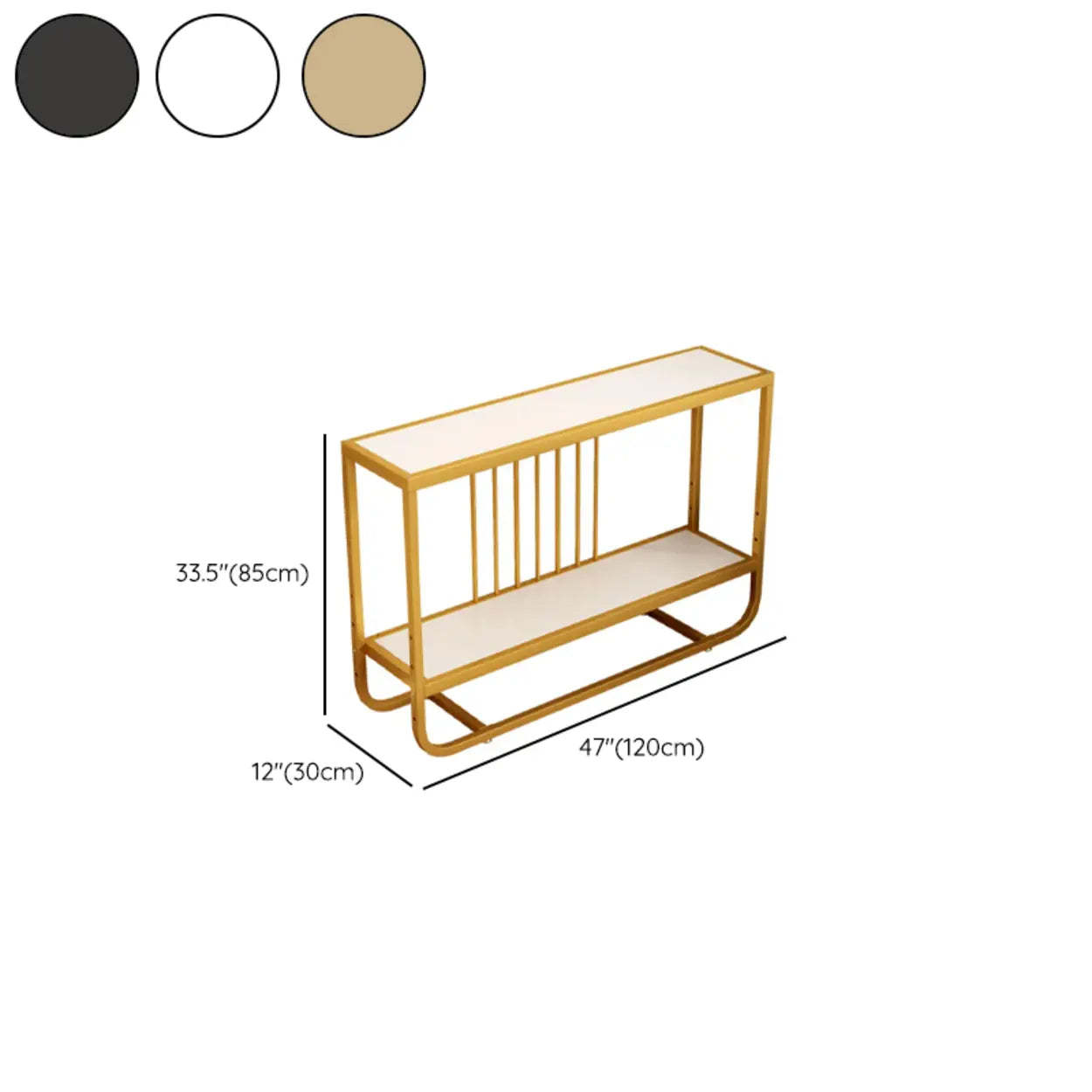 Trendy Black Rectangle Metal Rolling 2-Tier Plant Stand — Gold