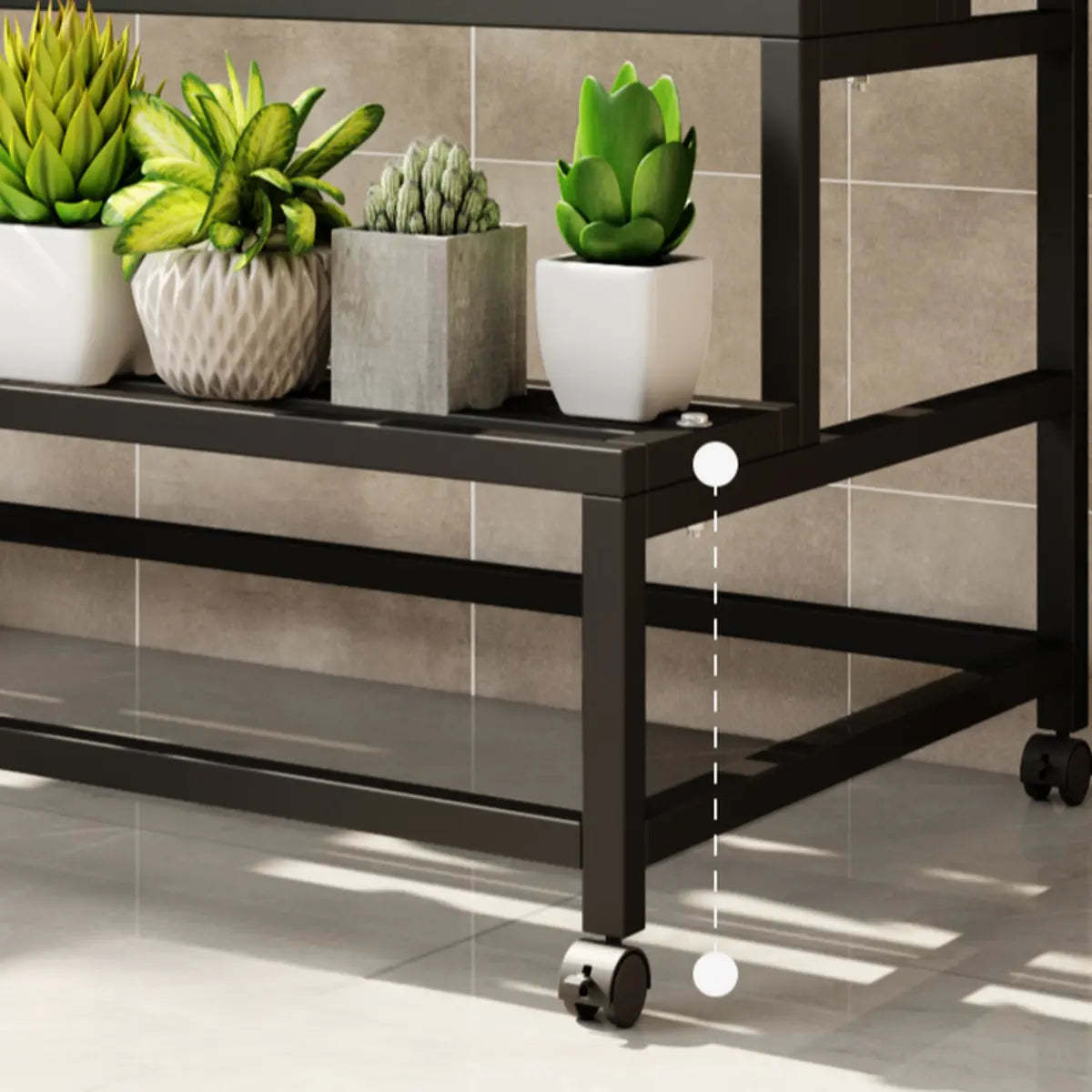 Trendy Rectangle Metal Rolling Plant Stand — Black