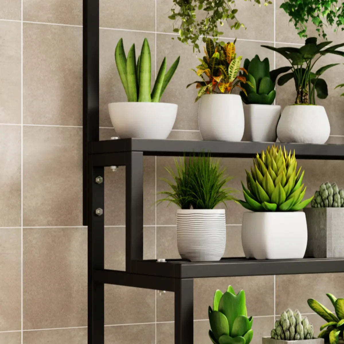 Trendy Rectangle Metal Rolling Plant Stand