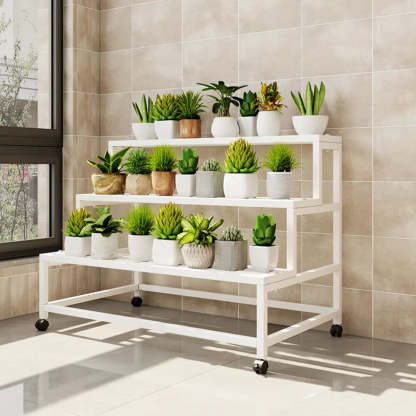 Trendy Rectangle Metal Rolling Plant Stand