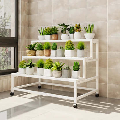 Trendy Rectangle Metal Rolling Plant Stand