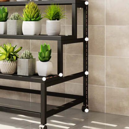 Trendy Rectangle Metal Rolling Plant Stand — White