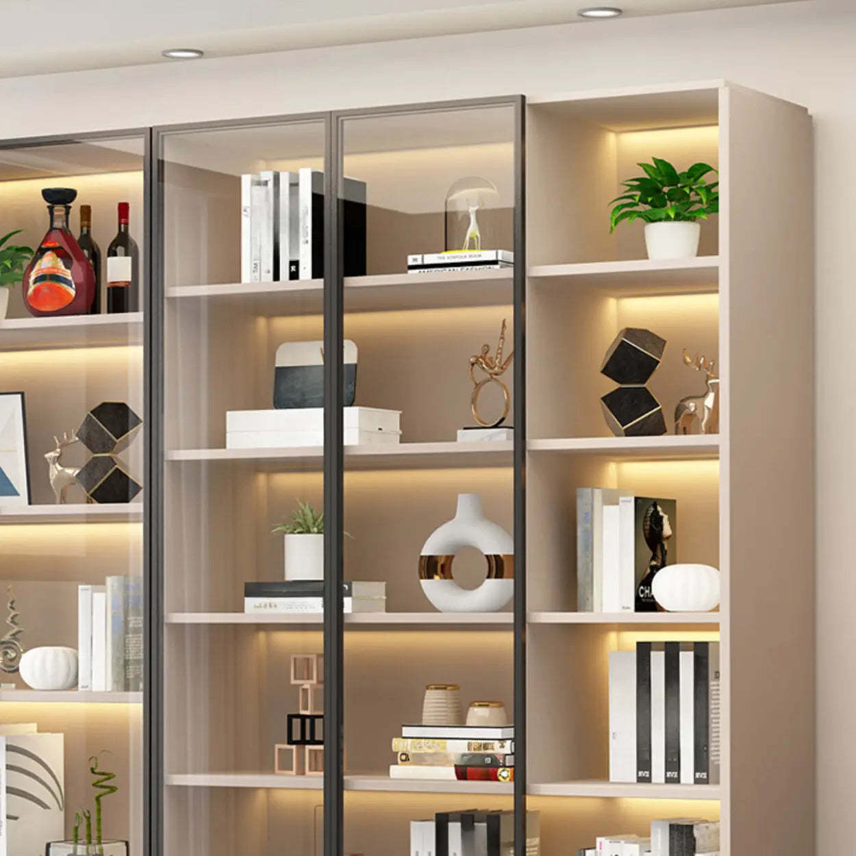 White Rectangular Glass Display Cabinet