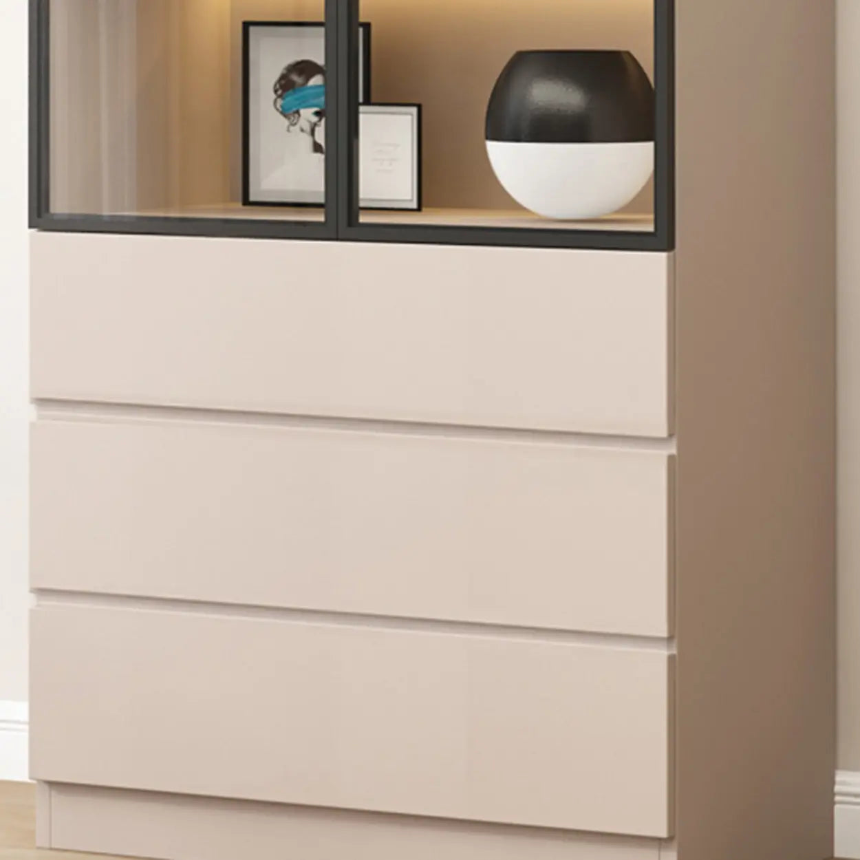 White Rectangular Glass Display Cabinet