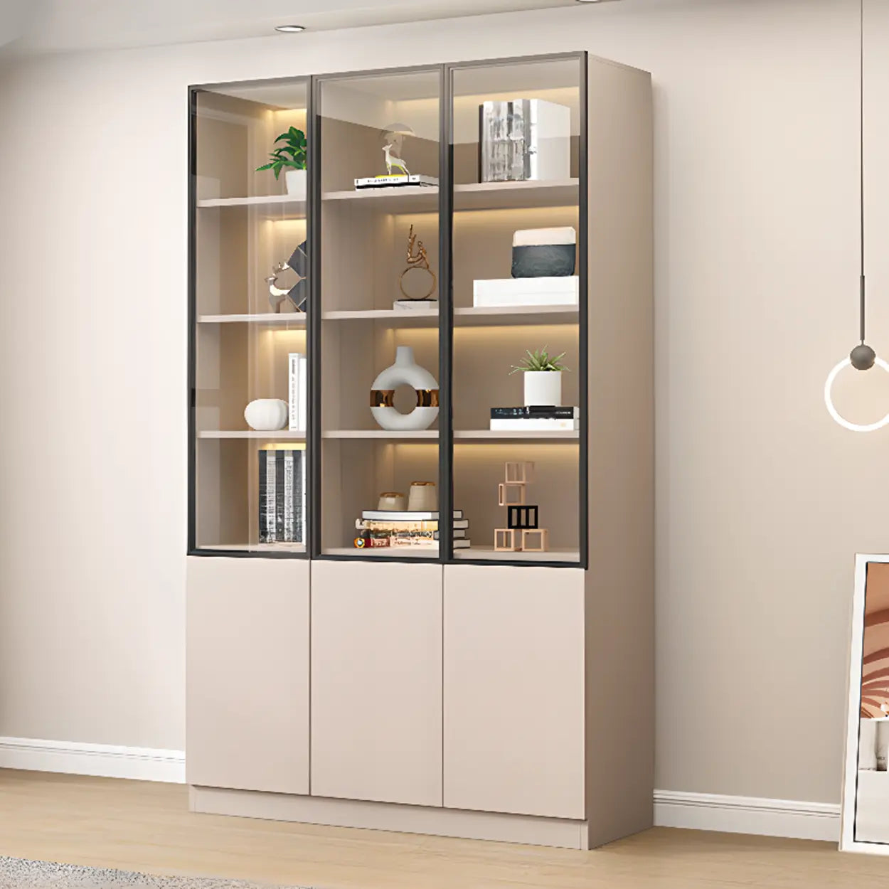 White Rectangular Glass Display Cabinet