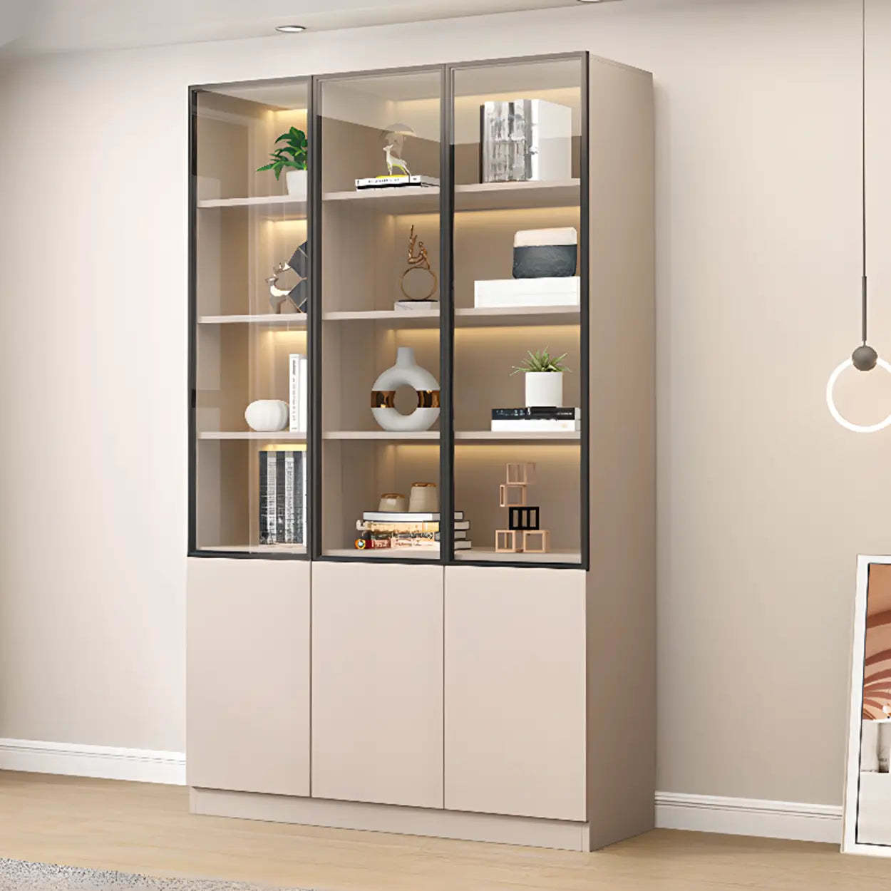 White Rectangular Glass Display Cabinet
