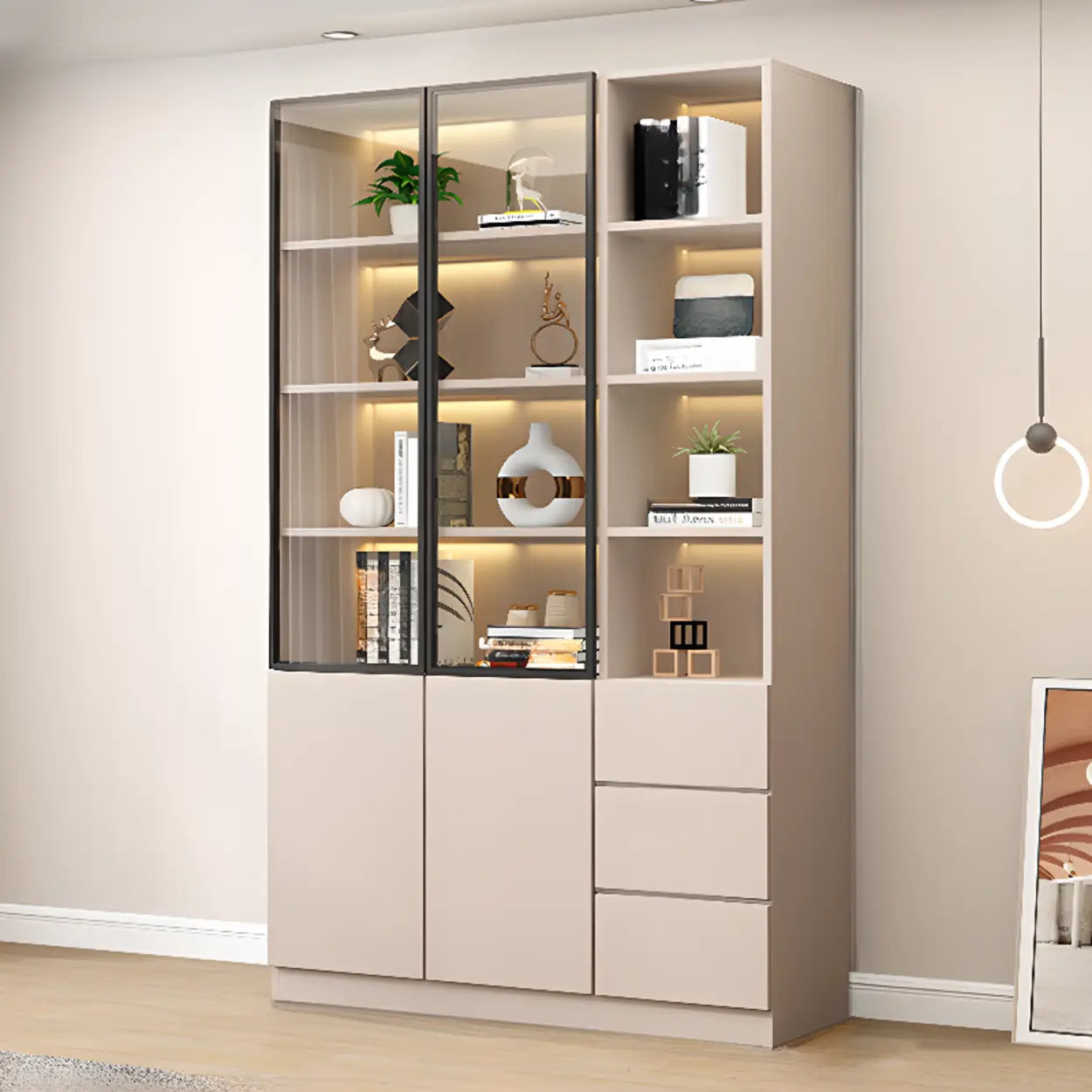 White Rectangular Glass Display Cabinet