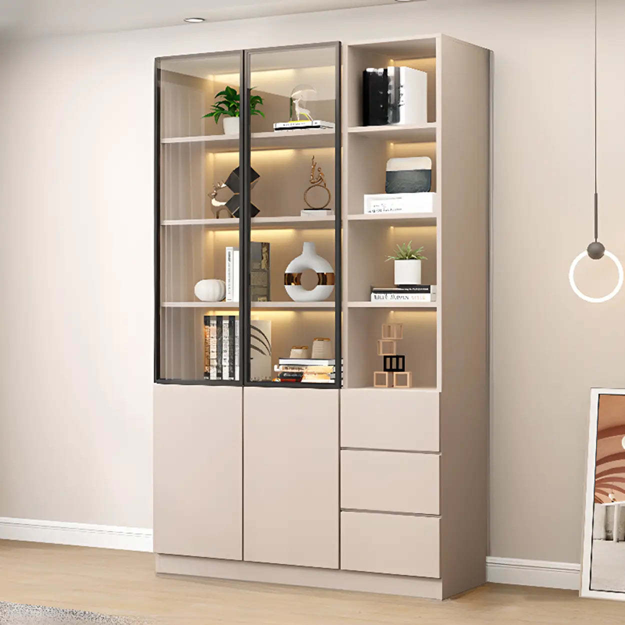 White Rectangular Glass Display Cabinet