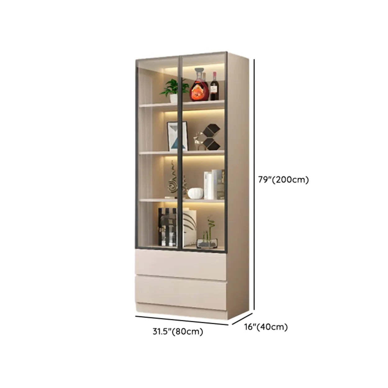 White Rectangular Glass Display Cabinet