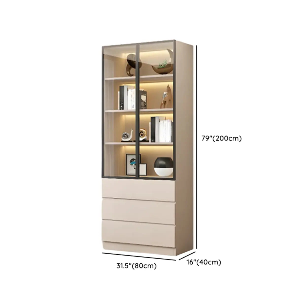 White Rectangular Glass Display Cabinet