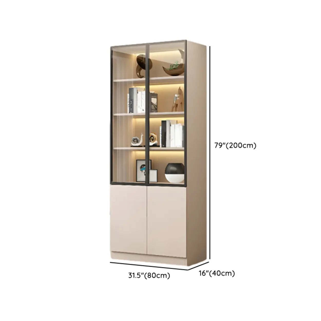 White Rectangular Glass Display Cabinet