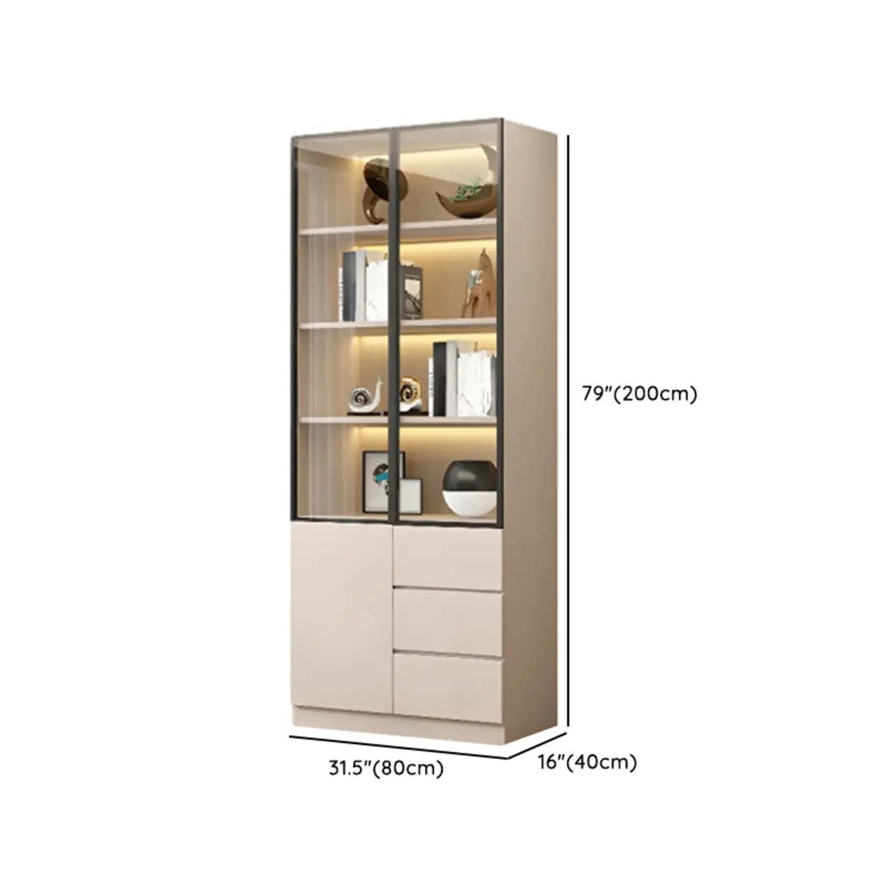 White Rectangular Glass Display Cabinet