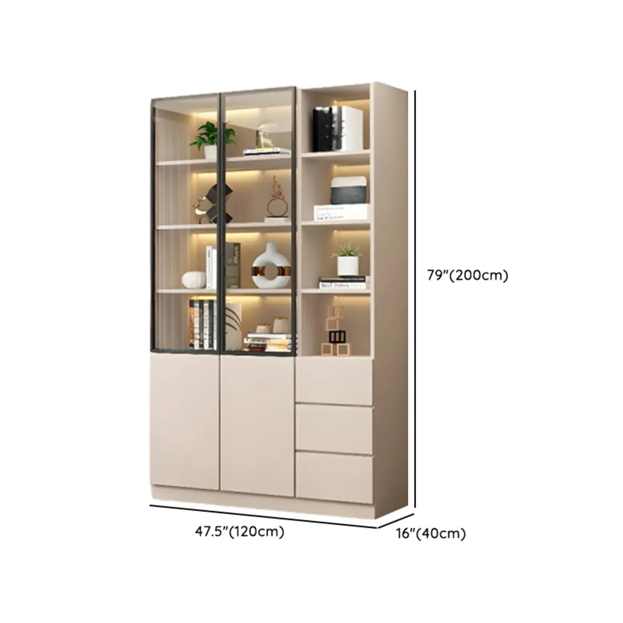 White Rectangular Glass Display Cabinet