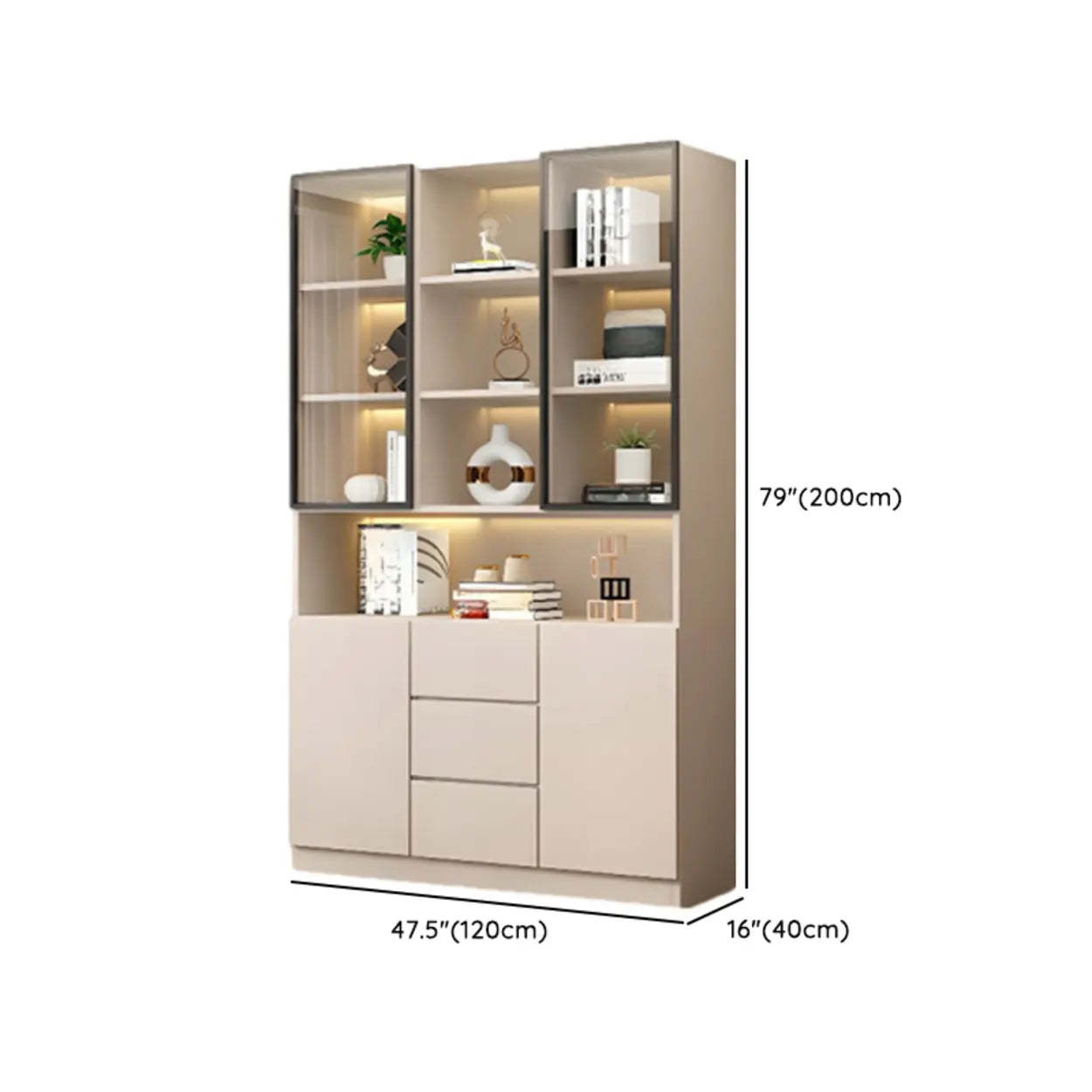 White Rectangular Glass Display Cabinet